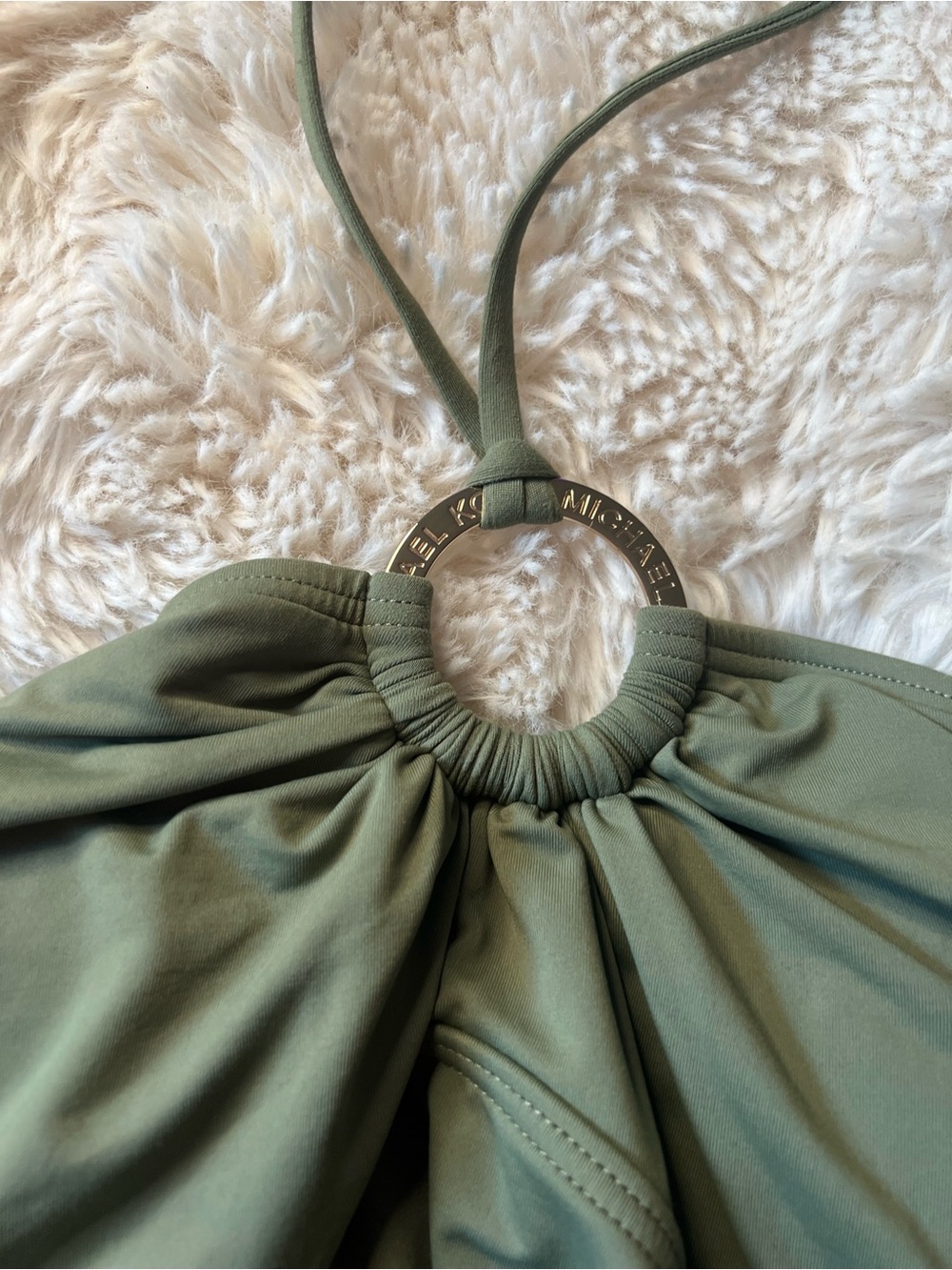 Michael Kors Olive Green Swim Bottoms with Branded Waistband